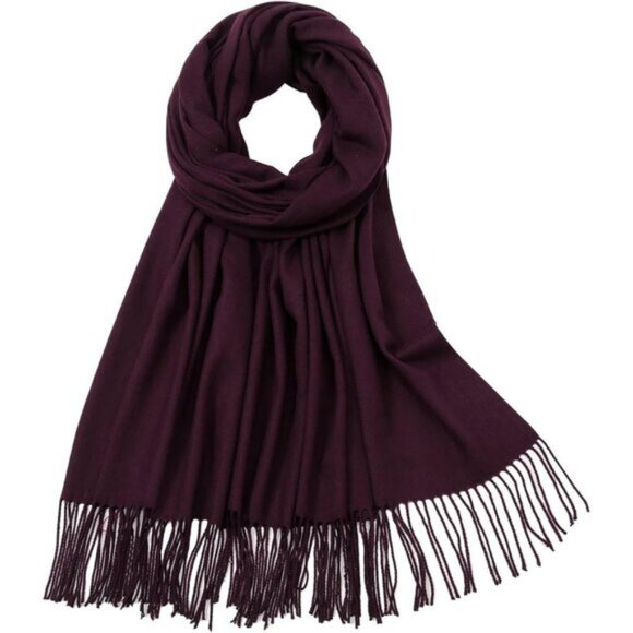 ⚡Women's Dark Purple Pashmina Evening Dress Bridesmaid Winter Warm Long Scarf - Picture 5 of 8
